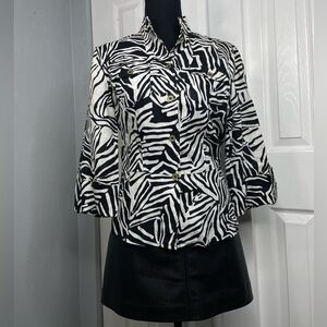 Jones New York Black and white Zebra Linen shirt